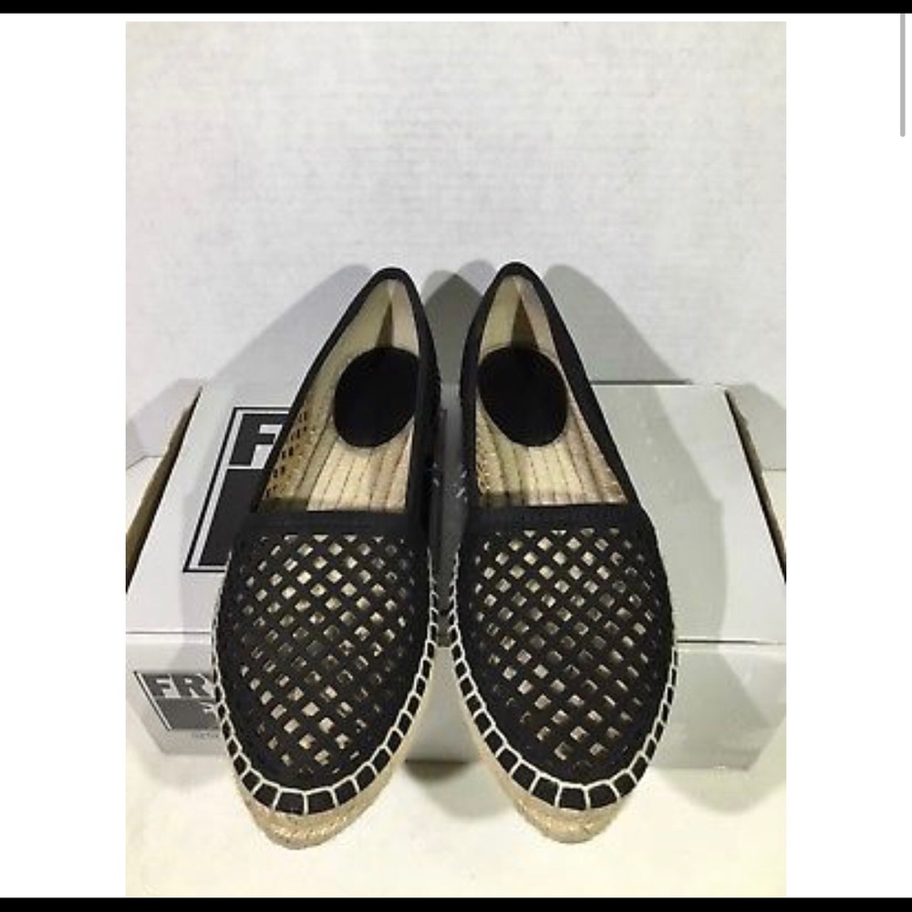 Frye Lee a line Perf Black moccasin espadrille EUC